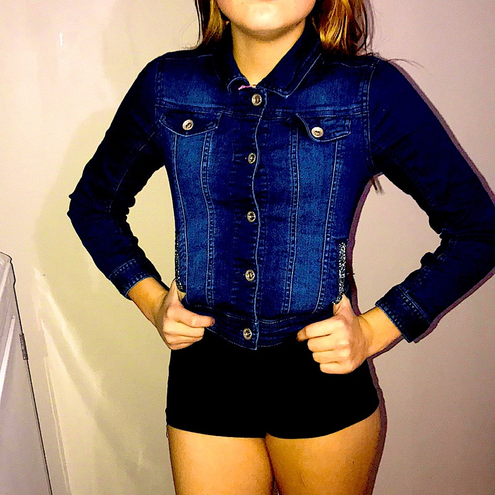 Glitter pocket jean jacket and other one